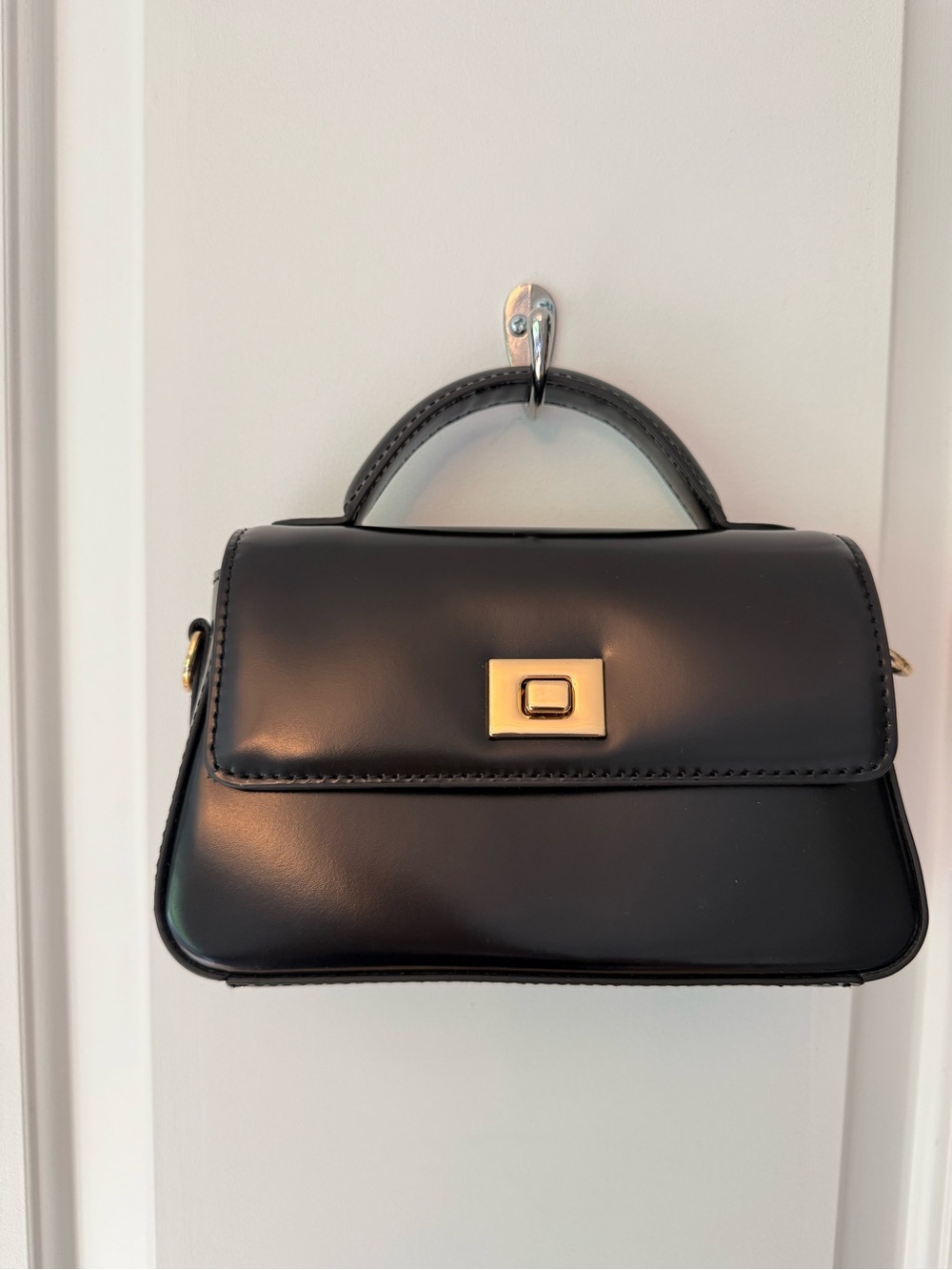 Classic Black Top-Handle Women's Bag with Gold Hardware - Never Used!